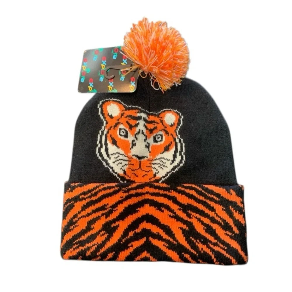 Black and White Patterned Garment beanie tiger design